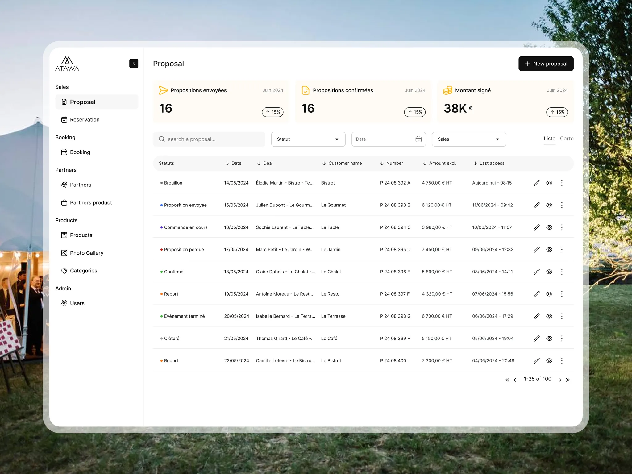 Aperçu du projet Atawa App